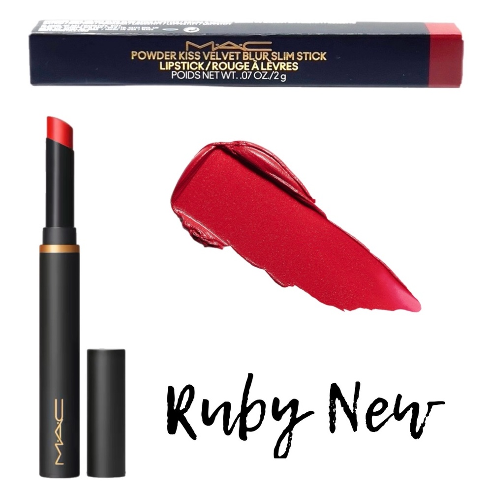 🌈2/$30 NIB MAC Powder Kiss Velvet Blur Slim Stick Lipstick ▪️ RUBY NEW (#889)